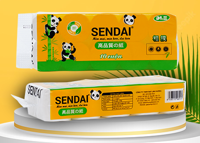 Giấy vệ sinh Sendai 10 cuộn 1,1kg, 4 lớp, 10 dây/bịch